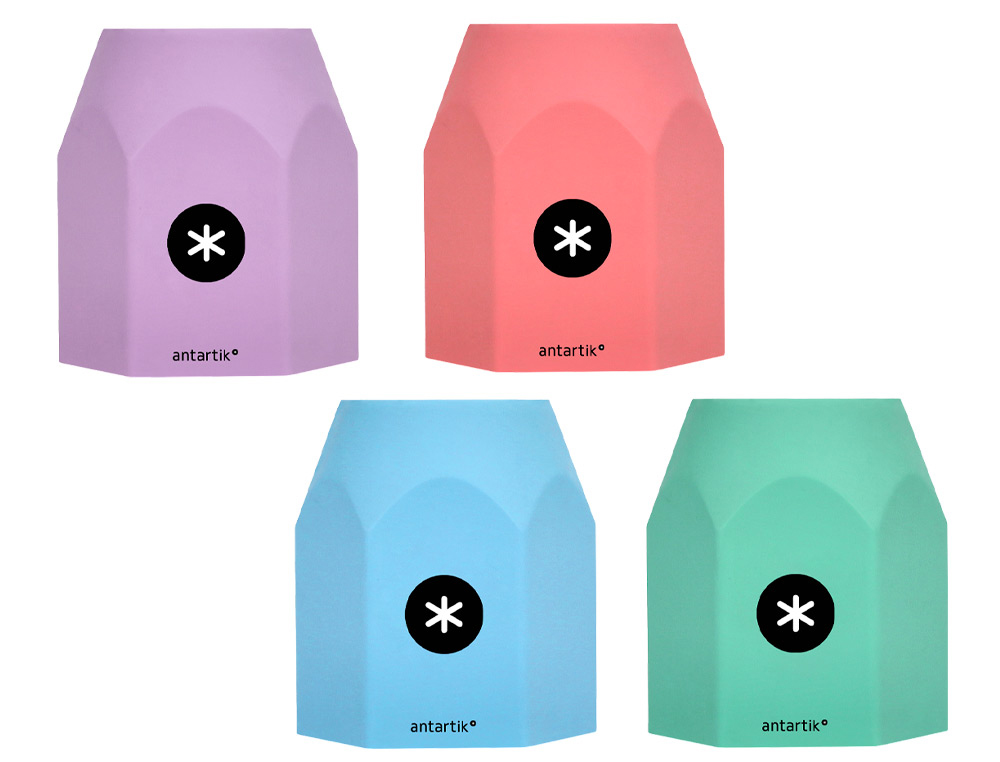 Cubilete portalapices antartik celeste coral lavanda y menta pastel silicona hexagonal 95x85x75 mm
