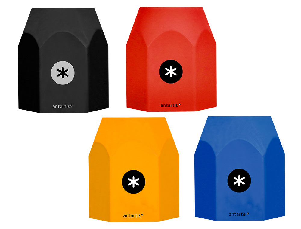 Cubilete portalapices antartik azul mostaza negro y rojo opaco silicona hexagonal 95x85x75 mm