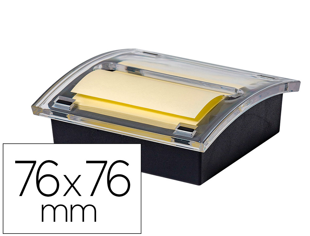 Soporte bloc de notas adhesivas quita y pon q-connect zigzag color negro con 1 bloc 76x76 mm