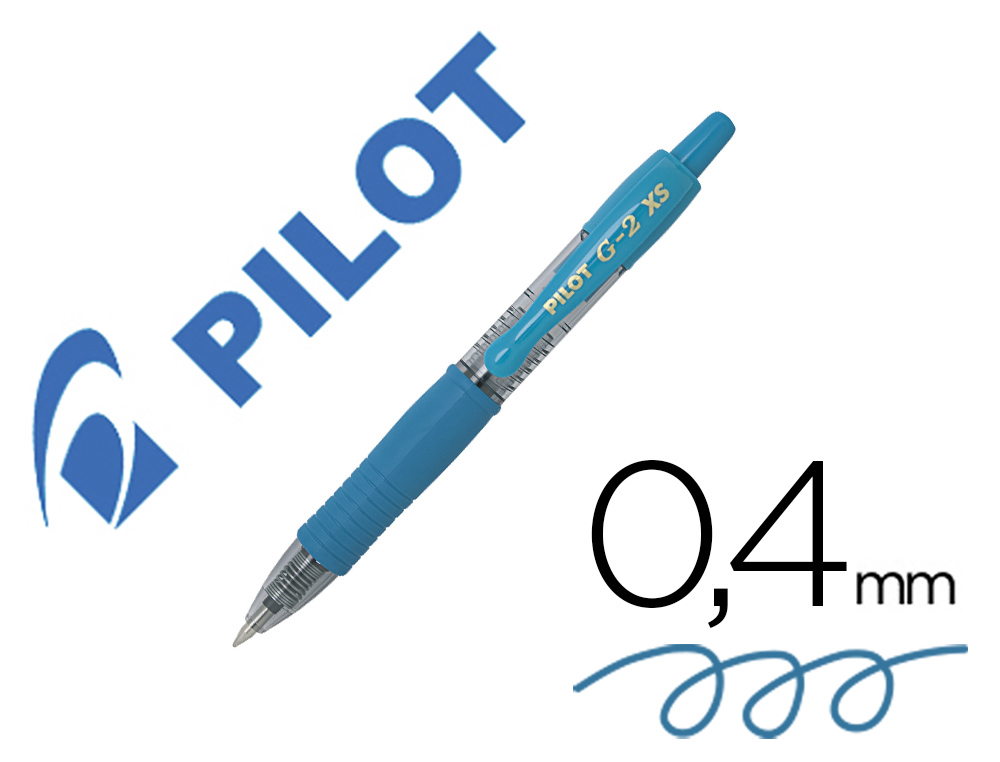 Boligrafo pilot g-2 pixie azul claro tinta gel retractil sujecion de caucho