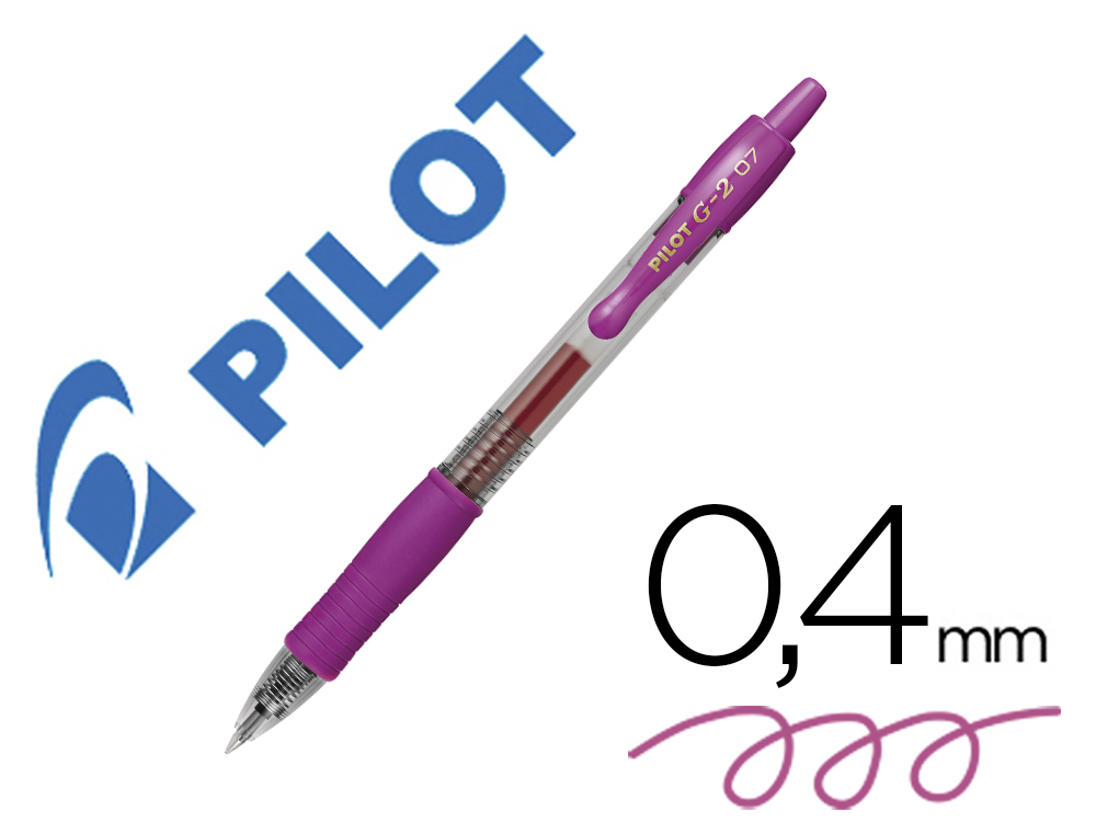 Boligrafo pilot g-2 rosa tinta gel retractil sujecion de caucho