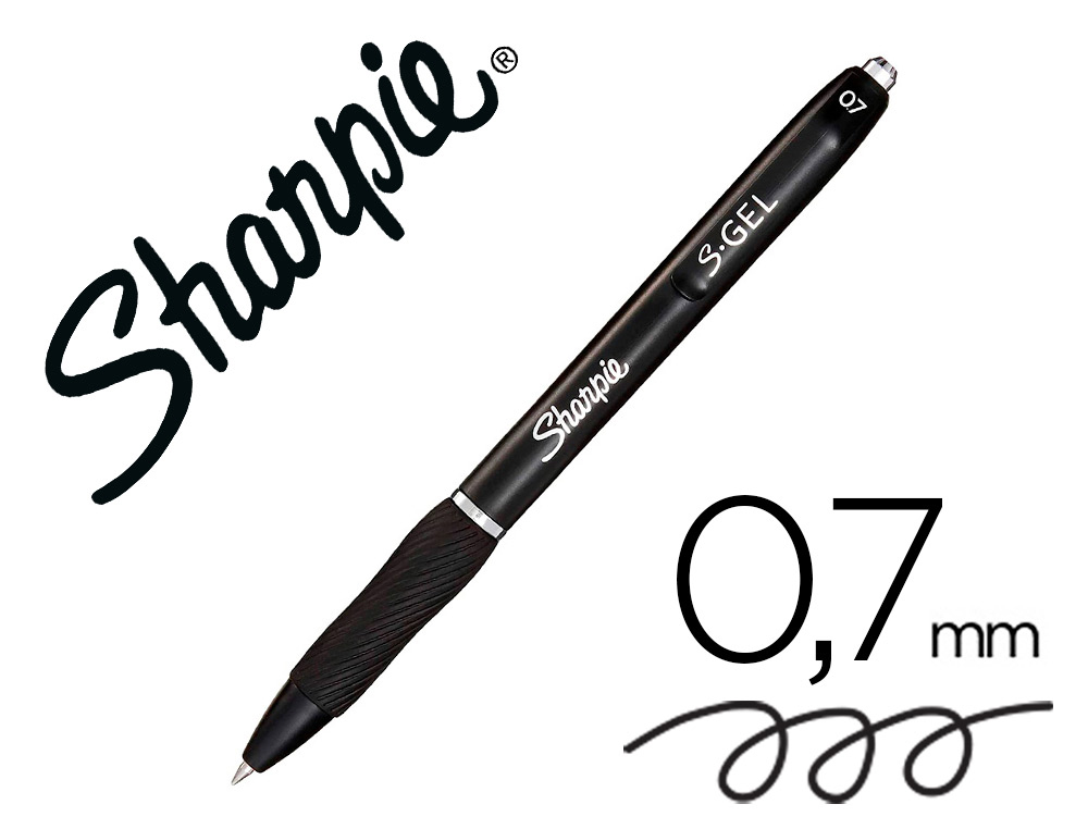 Boligrafo sharpie retractil tinta gel punta 0,7 mm color negro