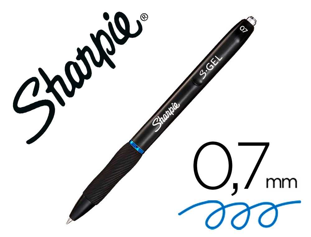 Boligrafo sharpie retractil tinta gel punta 0,7 mm color azul