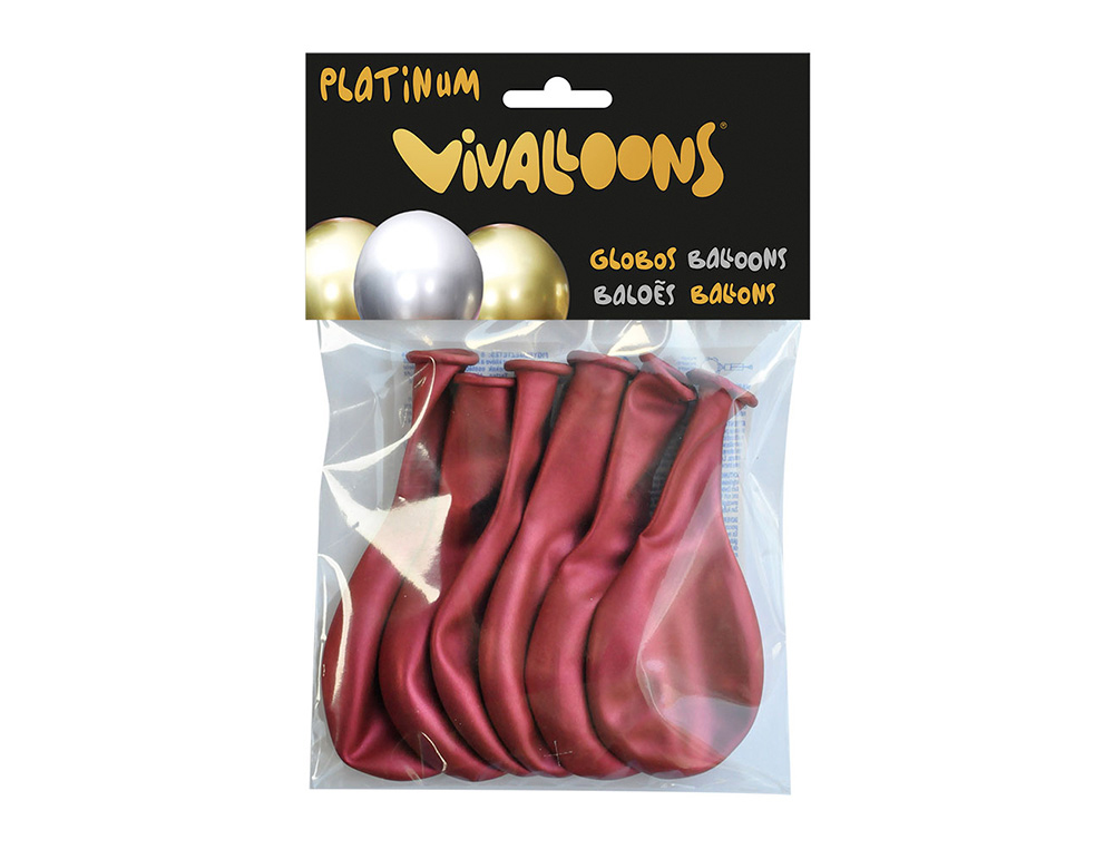 Globo 100% latex biodegradable rojo medianoche blister de 6 unidades