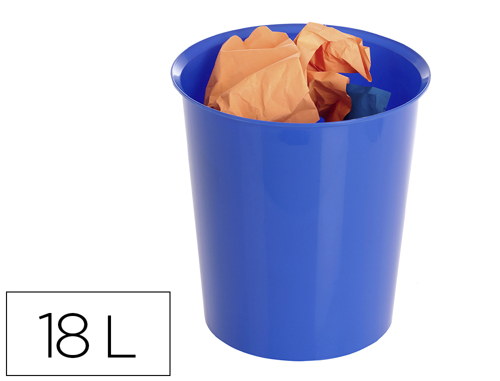 Papelera plastico archivo 2000 ecogreen 100% reciclada 18 litros color azul 290x310 mm