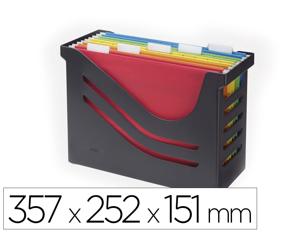 Soporte para carpetas colgantes djois plastico 100% reciclado color negro 357 x 252 x 151 mm