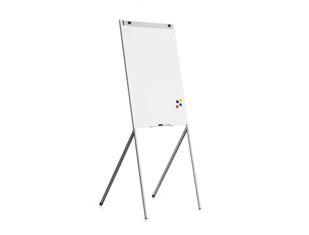 Pizarra blanca rocada para conferencias lacada magnetica metalica con brazo extensible lateral para 2 hojas 68x104 cm