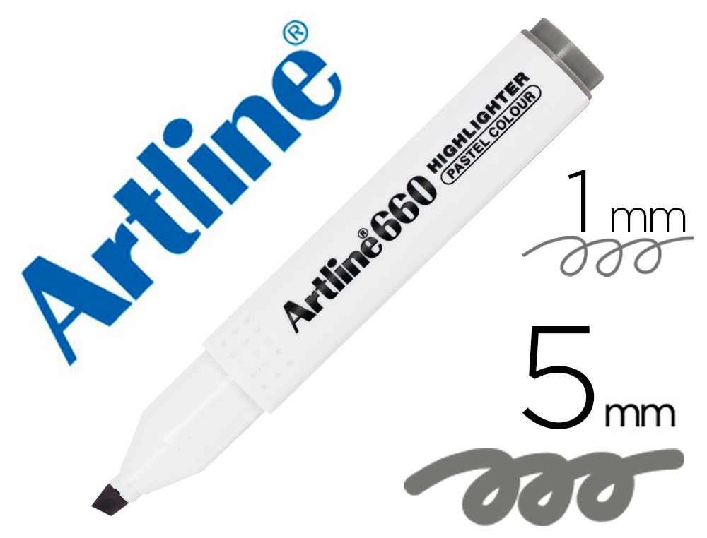 Rotulador artline fluorescente ek-660 gris pastel punta biselada