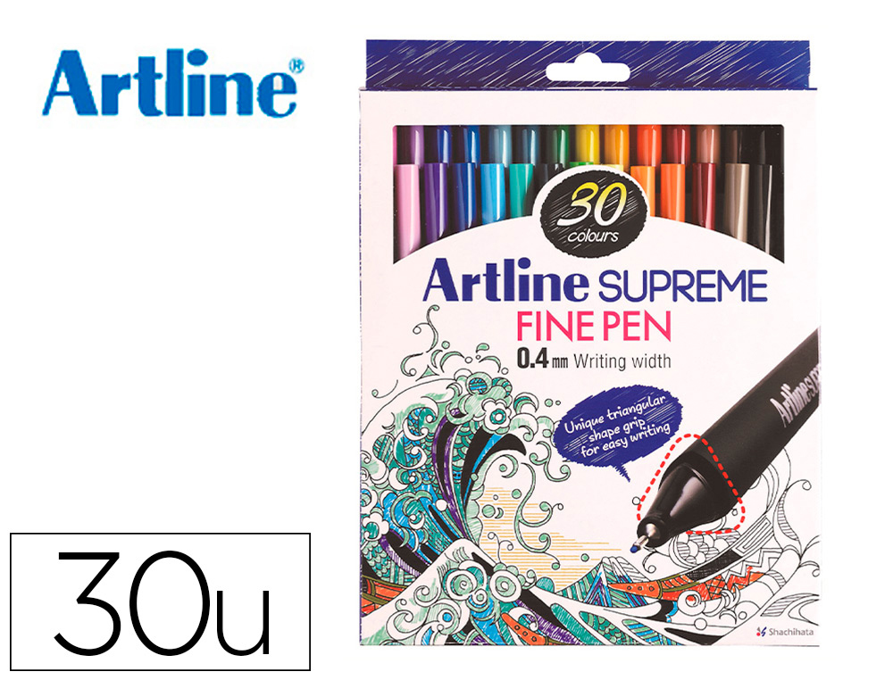 Rotulador artline supreme epfs200 fine liner punta de fibra 0,4 mm bolsa 30 unidades colores surtidos