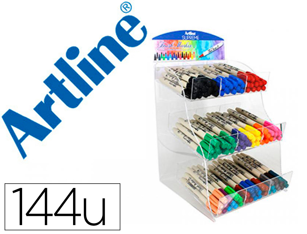 Rotulador artline supreme brush epfs pintura base de agua punta tipo pincel trazo fino expositor de 144