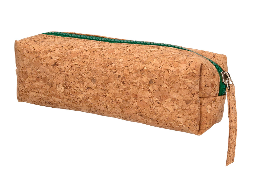 Estuche portatodo liderpapel corcho rectangular cremallera de color 185x55x70 mm