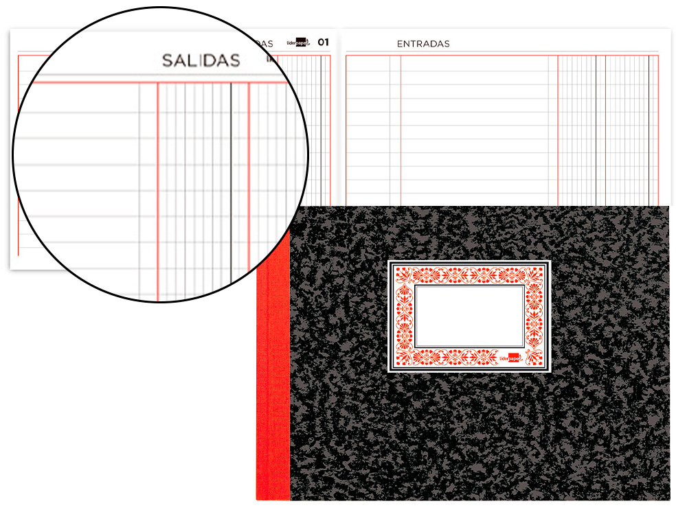 Libro liderpapel cartone cuarto apaisado 100 hojas caja entrada y salida