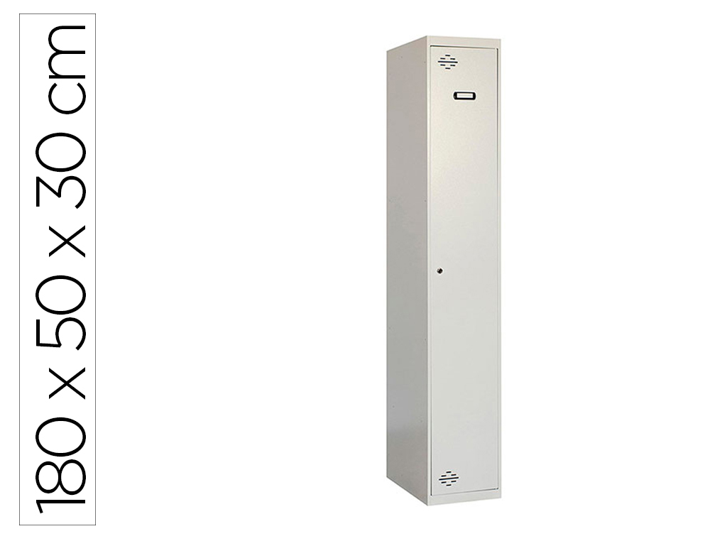 Taquilla metalica simonrack 1 puerta con cerradura montada respiradero y etiquetero gris/gris 1800x500x300 mm