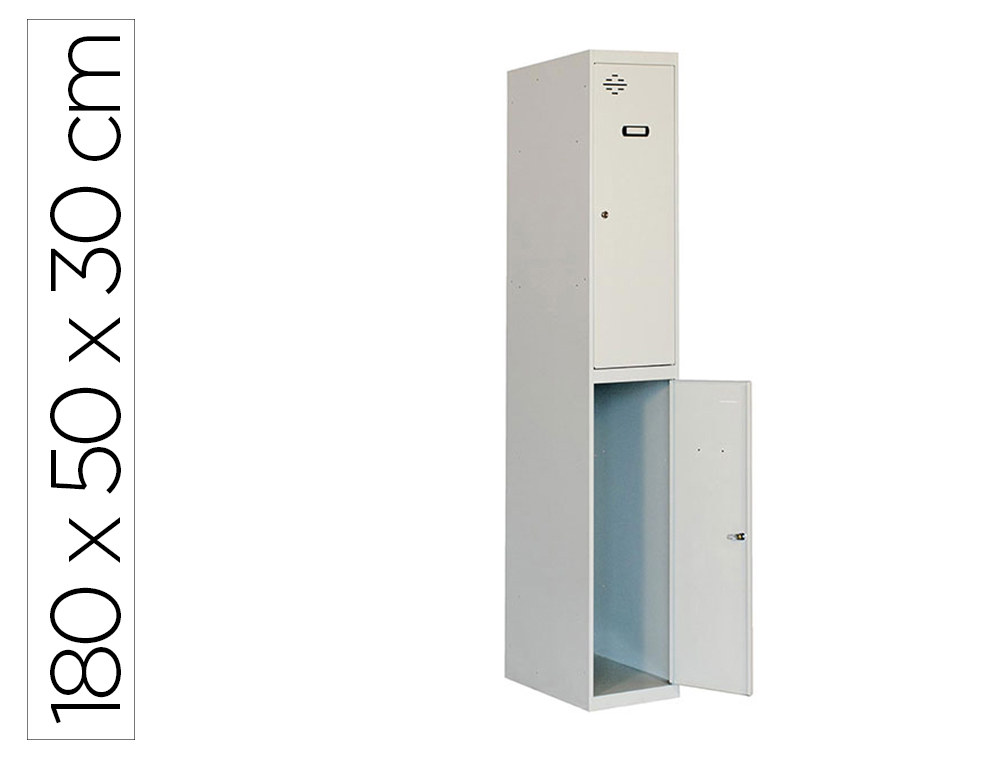 Taquilla metalica simonrack 2 puertas con cerradura montada respiradero y etiquetero gris/gris 1800x500x300 mm