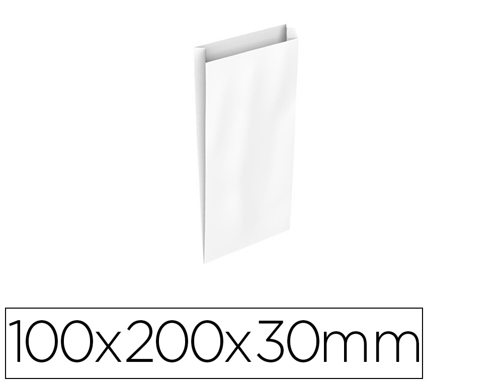 Sobre papel basika celulosa blanco con fuelle xxs 100x200x30 mm paquete de 25 unidades