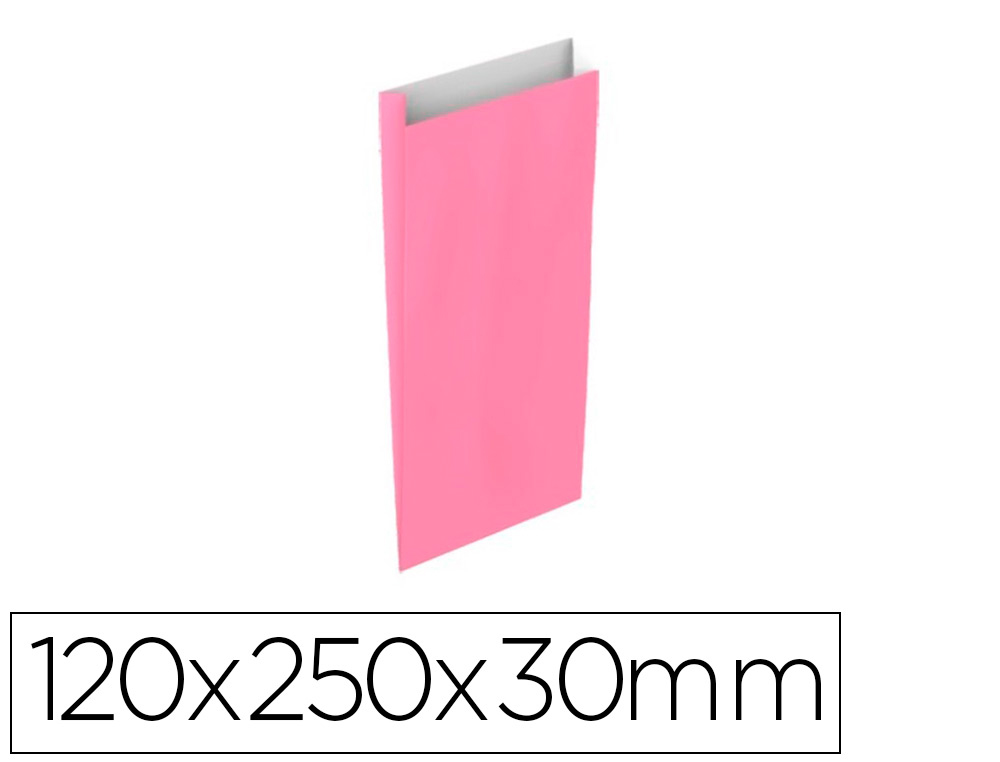 Sobre papel basika celulosa rosa con fuelle xs 120x250x30 mm paquete de 25 unidades