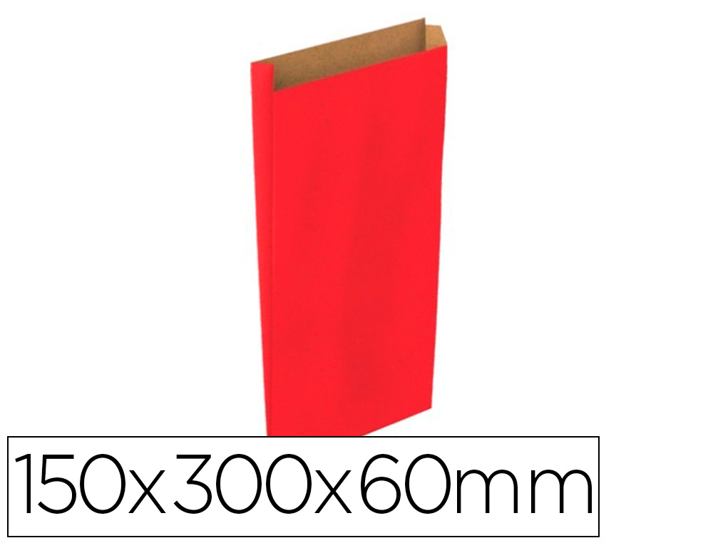 Sobre papel basika kraft rojo con fuelle s 150x300x60 mm paquete de 25 unidades