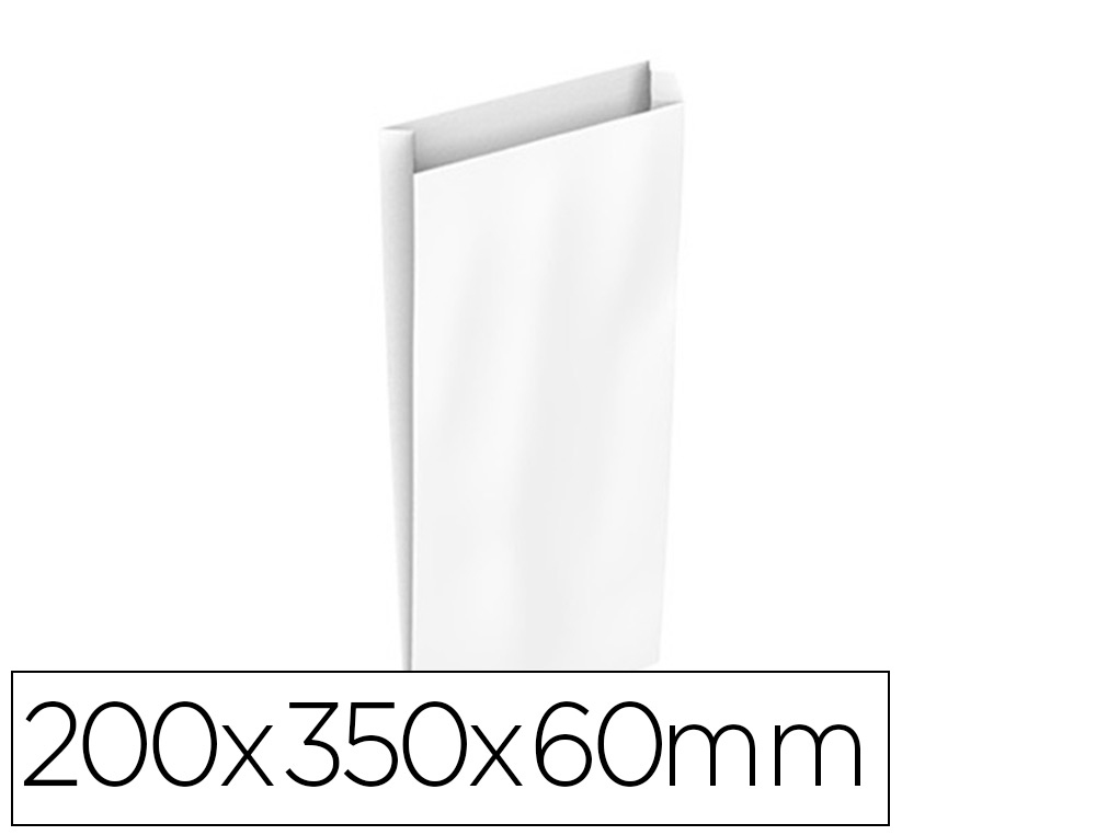 Sobre papel basika celulosa blanco con fuelle m 200x350x60 mm paquete de 25 unidades