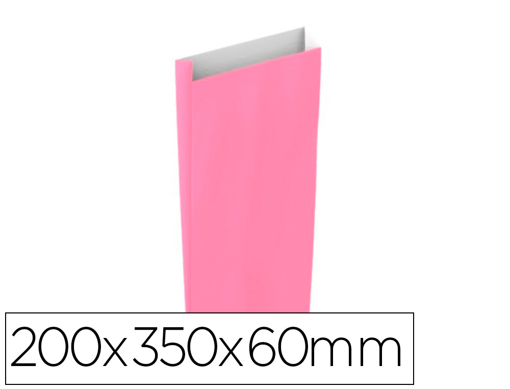 Sobre papel basika celulosa rosa con fuelle m 200x350x60 mm paquete de 25 unidades