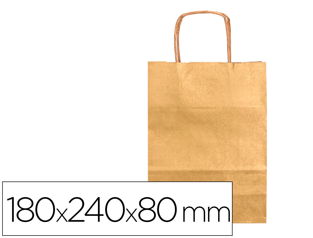 Bolsa papel q-connect kraft oro xs con asa retorcida 180x240x80 mm