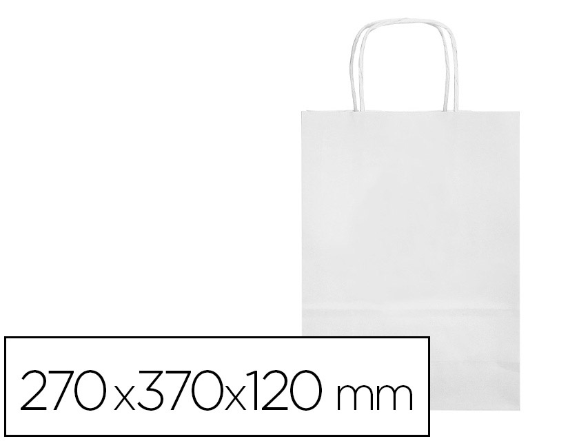Bolsa papel q-connect celulosa blanco m con asa retorcida 270x370x12 mm