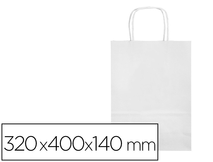 Bolsa papel q-connect celulosa blanco l con asa retorcida 320x400x14 mm