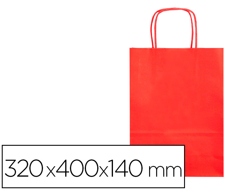 Bolsa papel q-connect celulosa rojo l con asa retorcida 320x400x14 mm