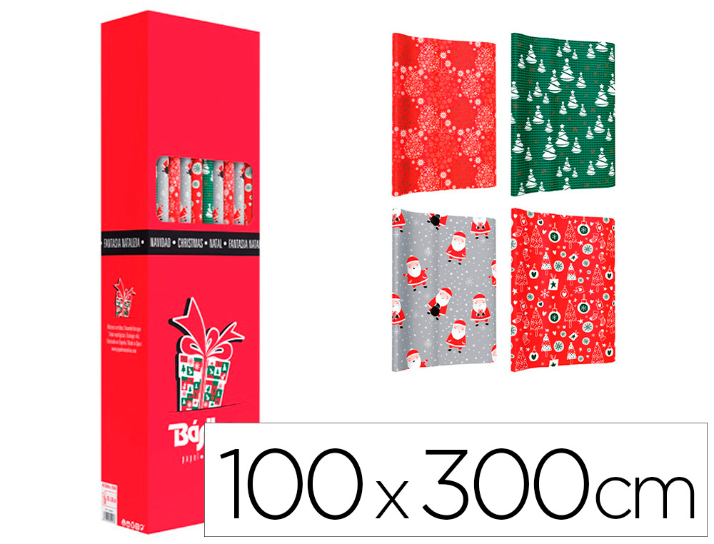 Papel de regalo basika navidad rollo ancho 1 mt longitud 3 m modelos surtidos gramaje 50 gr