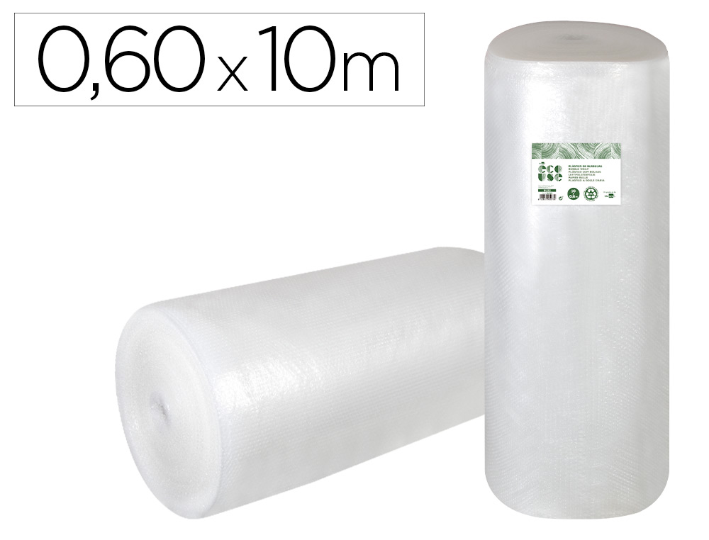 Plastico burbuja liderpapel ecouse 0.60x10m 30% de plastico reciclado