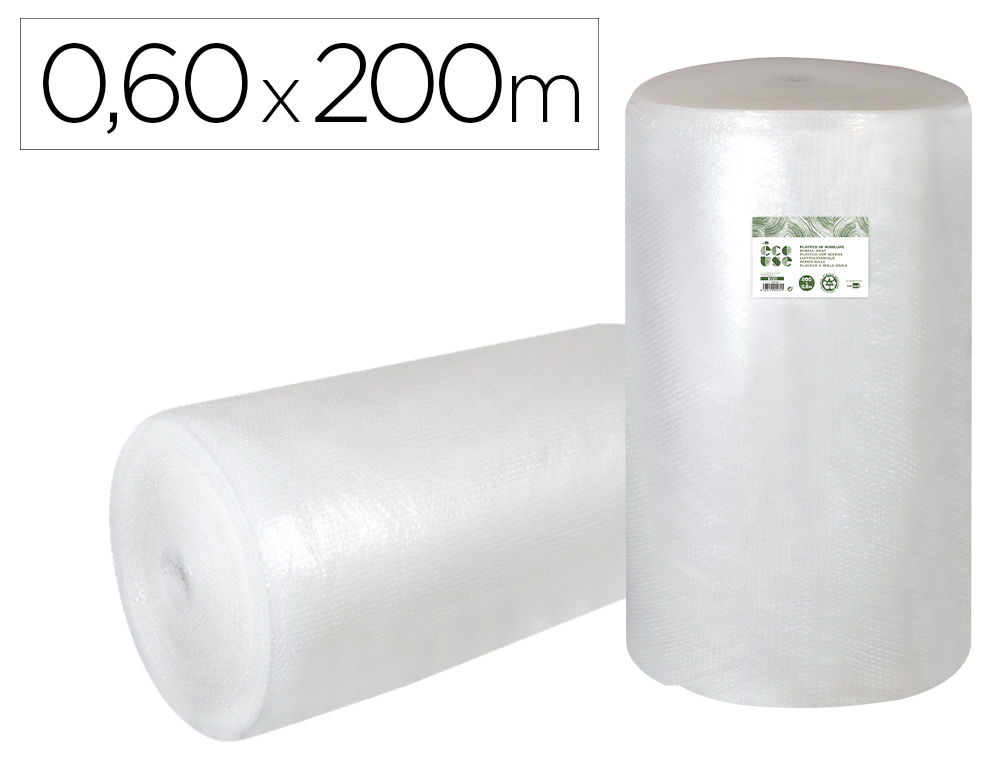 Plastico burbuja liderpapel ecouse 0.60x200m 30% de plastico reciclado