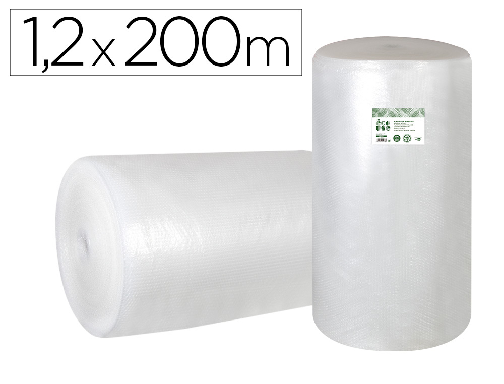 Plastico burbuja liderpapel ecouse 1.20x200m 30% de plastico reciclado