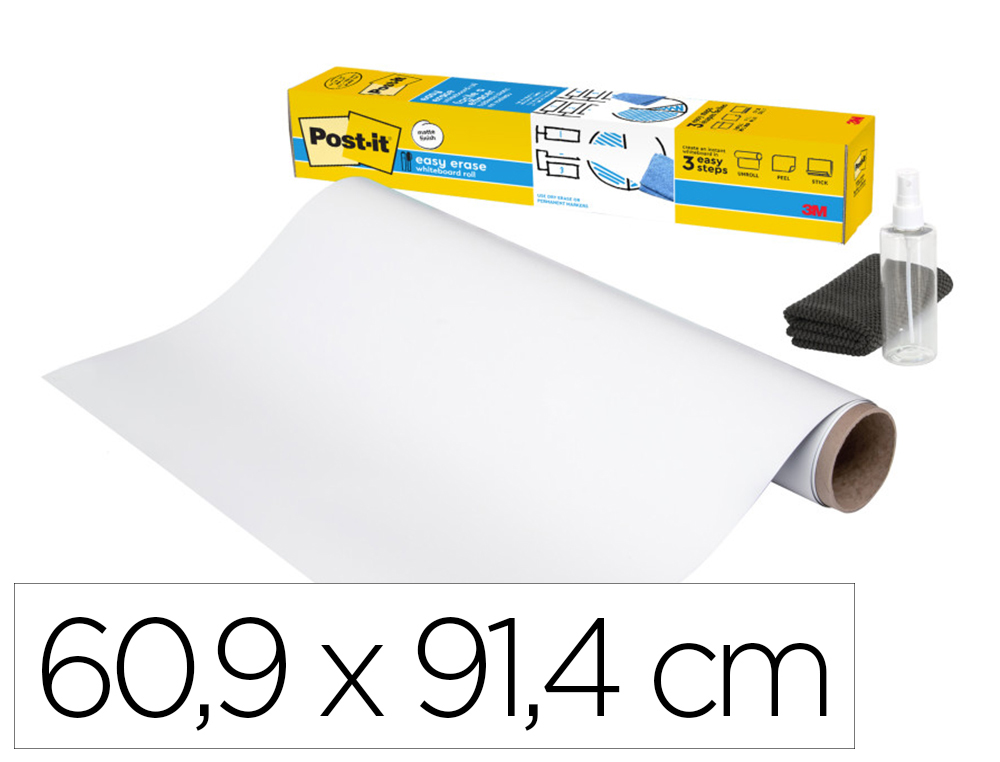 Pizarra blanca post-it super sticky flex adhesiva removible rollo 60,9x91,4 cm