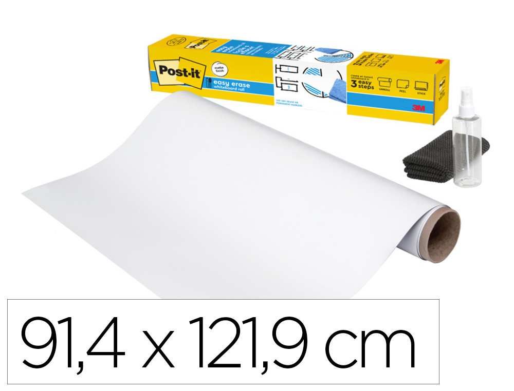 Pizarra blanca post-it super sticky flex adhesiva removible rollo 91,4x121,9 cm