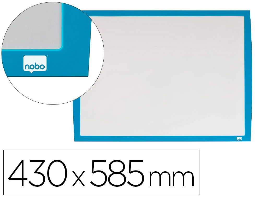Pizarra blanca nobo magnetica marco azul 430x585 mm