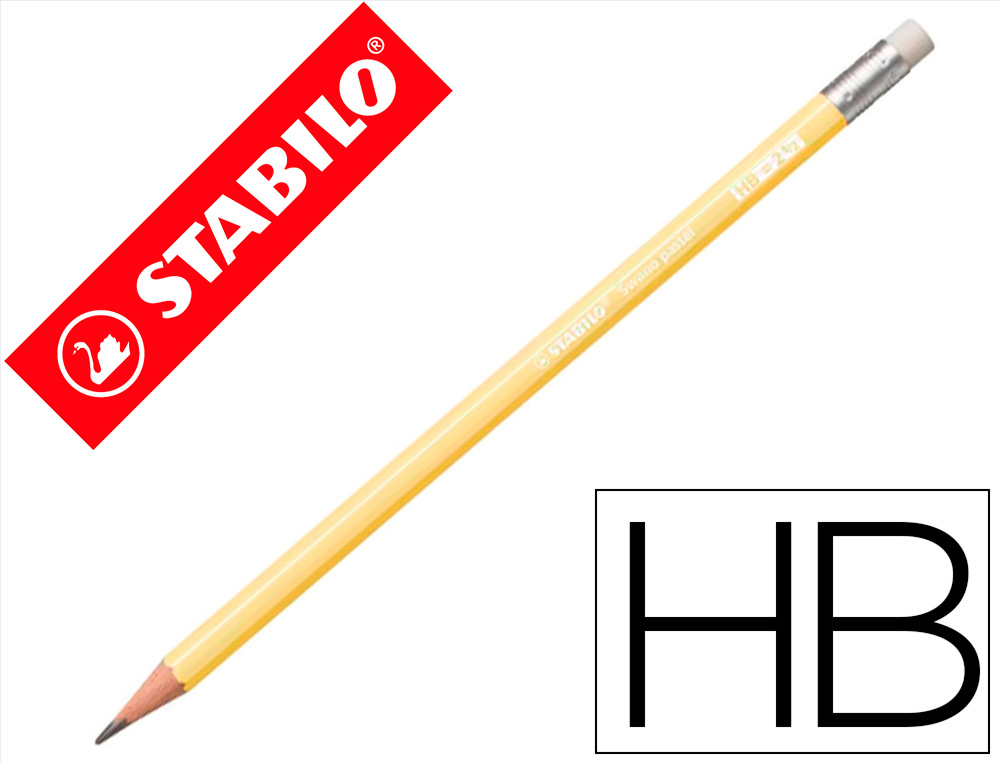Lapices de grafito con goma stabilo swano mina 2,2 mm dureza hb amarillo pastel