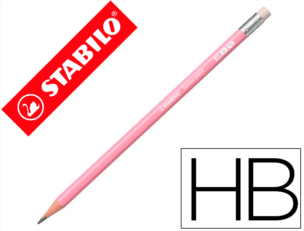 Lapices de grafito con goma stabilo swano mina 2,2 mm dureza hb rosa pastel