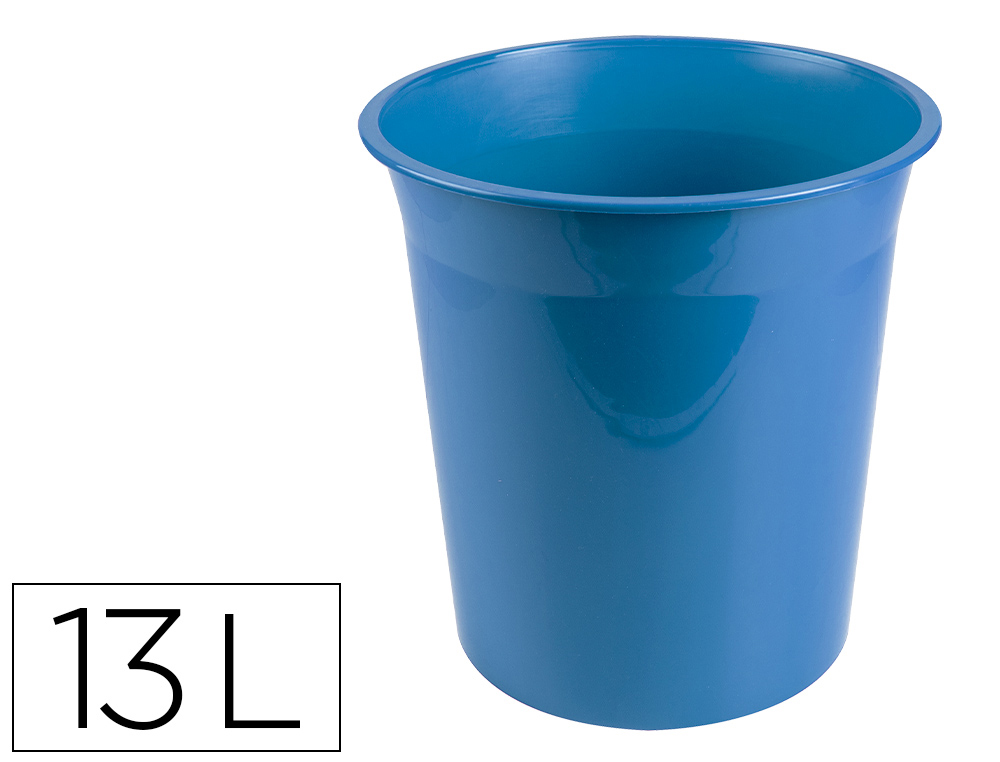 Papelera plastico liderpapel celeste opaco 13 litros 275x285 mm