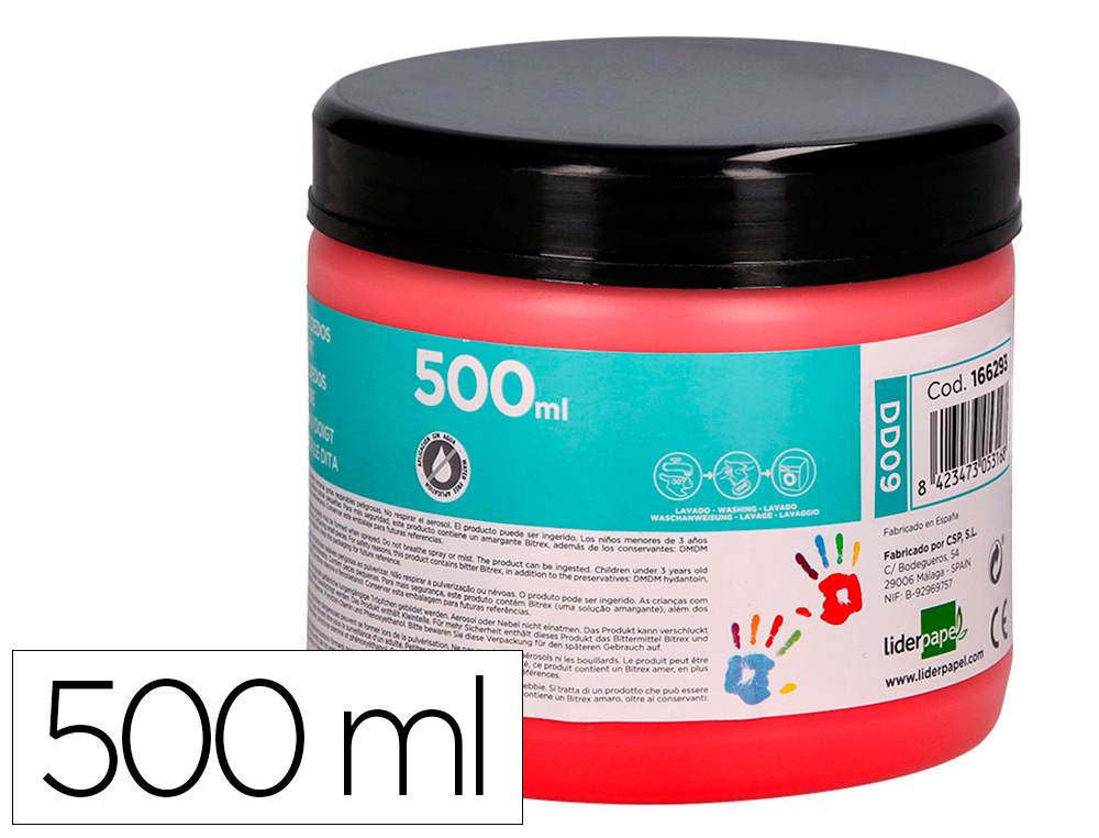 Pintura dedos liderpapel tarrina de 500 ml rojo