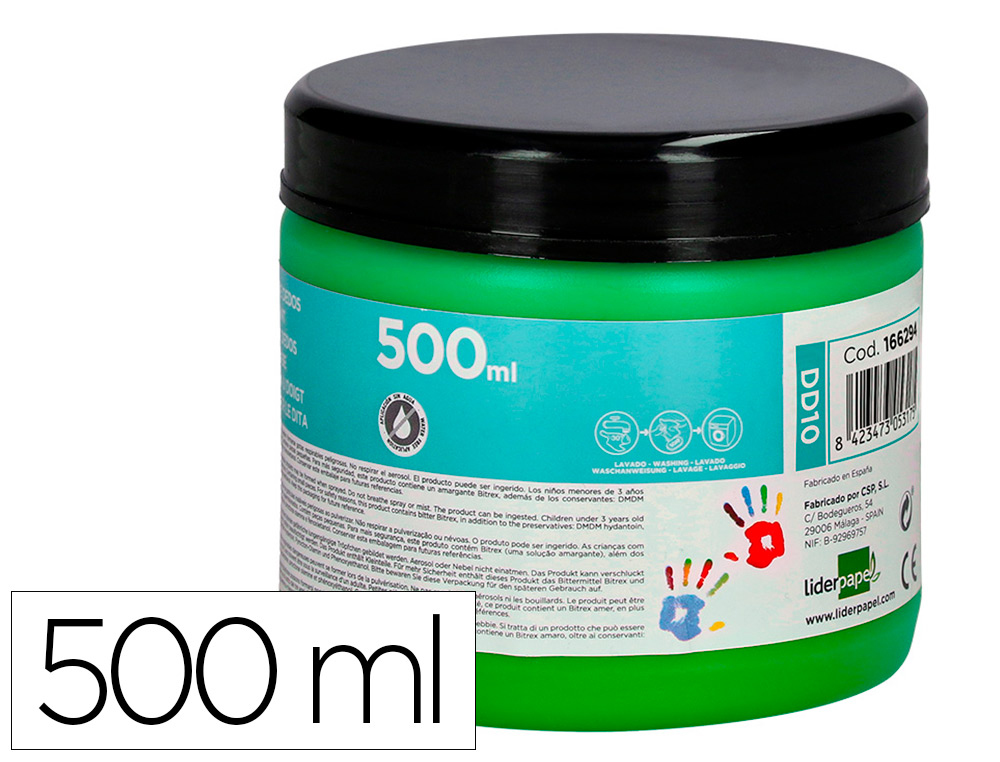 Pintura dedos liderpapel tarrina de 500 ml verde