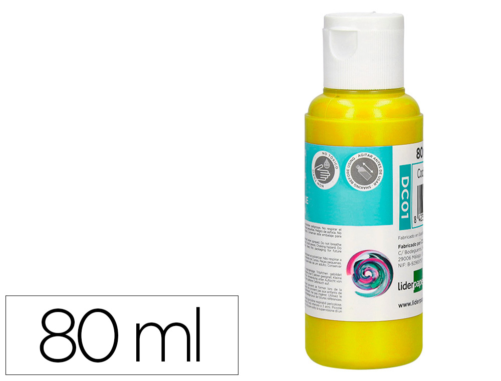 Pintura acrilica liderpapel bote de 80 ml amarillo