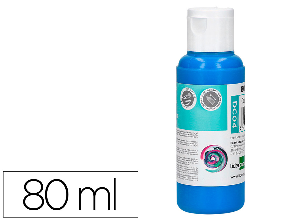 Pintura acrilica liderpapel bote de 80 ml cian