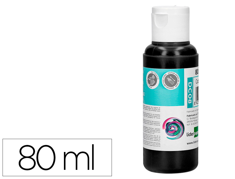 Pintura acrilica liderpapel bote de 80 ml negro