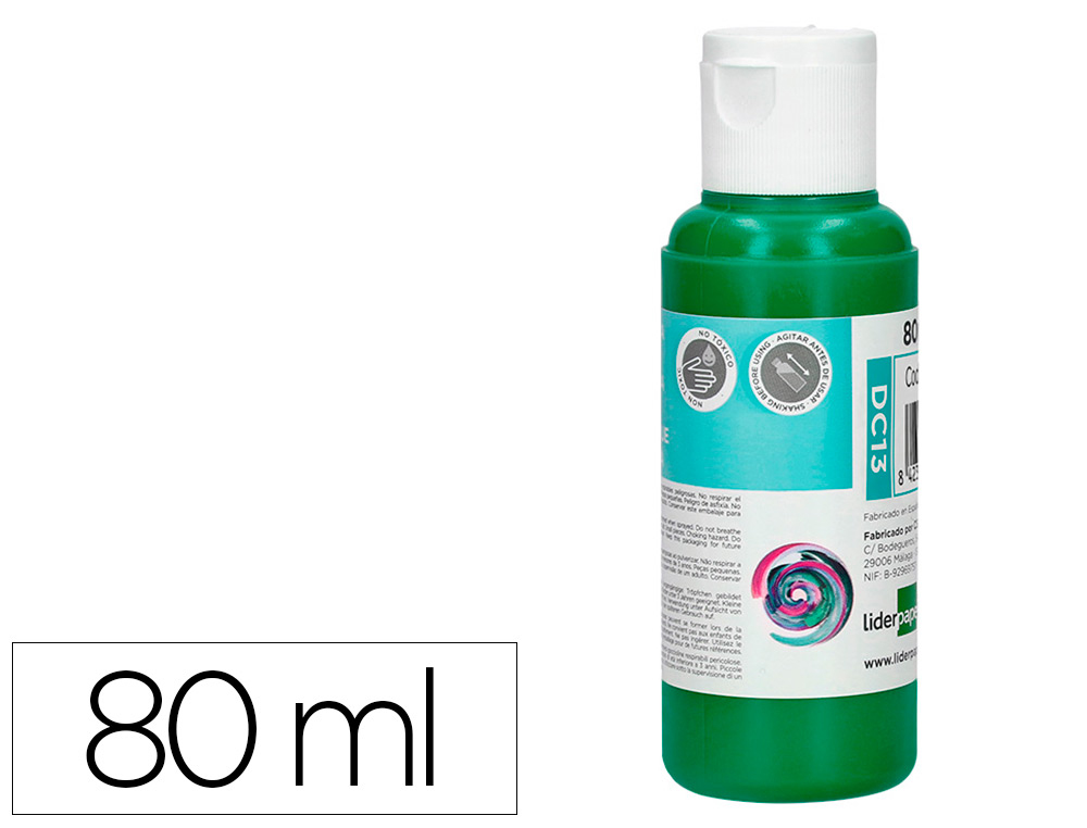 Pintura acrilica liderpapel bote de 80 ml verde oscuro