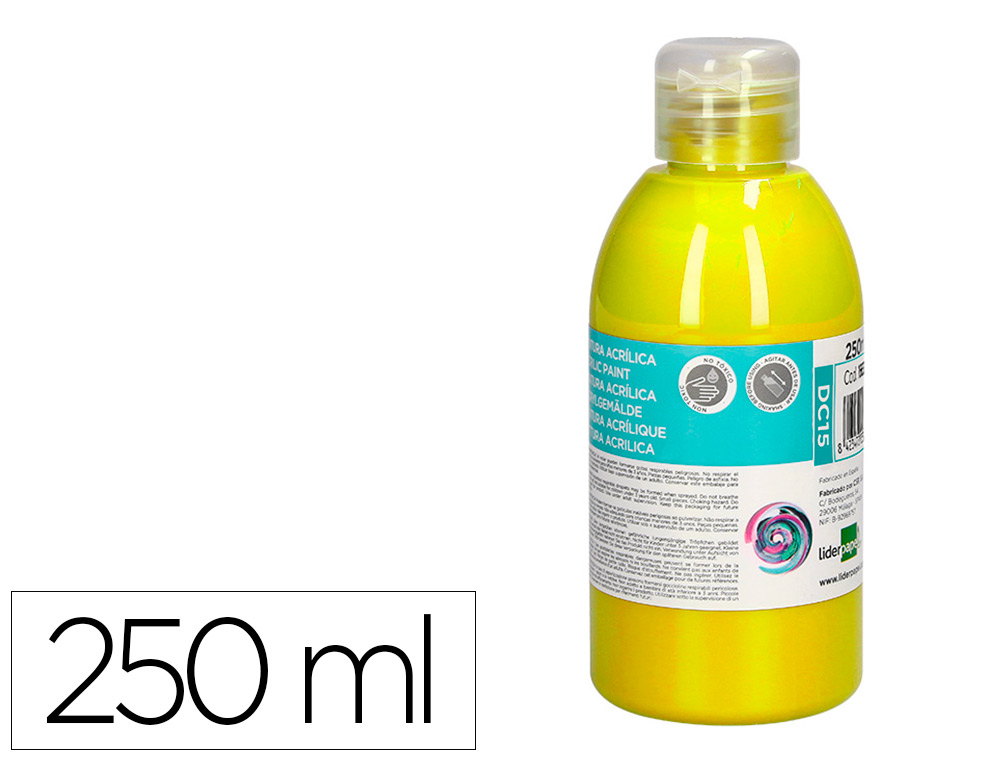 Pintura acrilica liderpapel bote de 250 ml amarillo