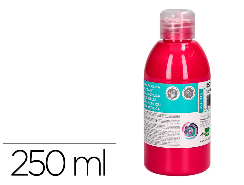 Pintura acrilica liderpapel bote de 250 ml magenta