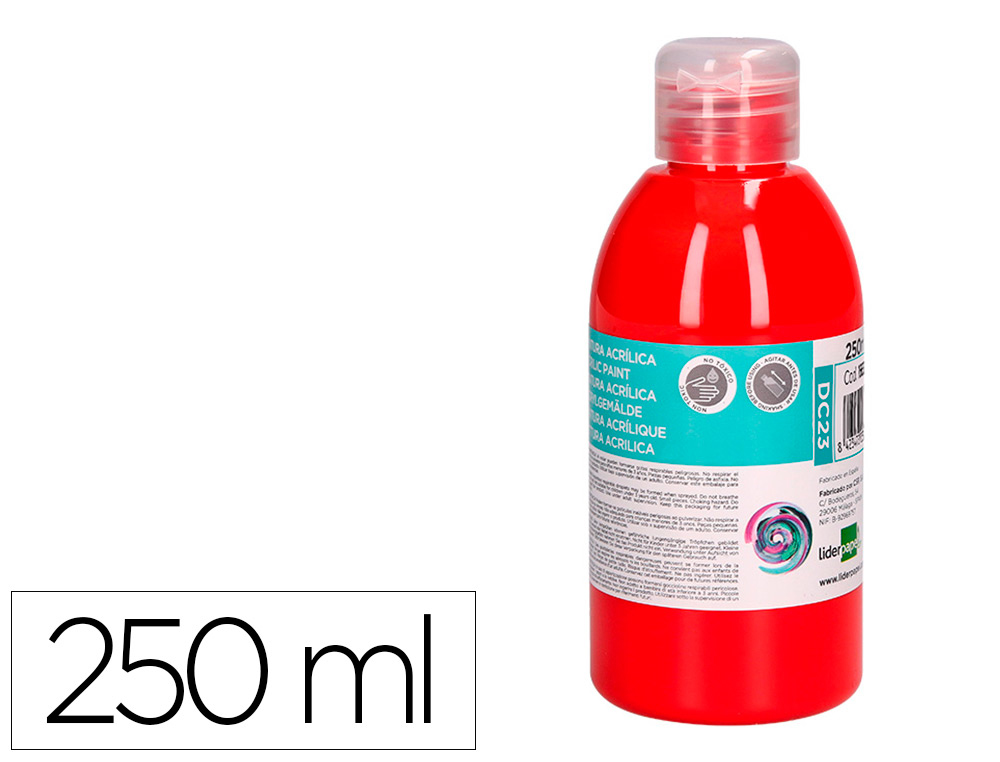 Pintura acrilica liderpapel bote de 250 ml rojo