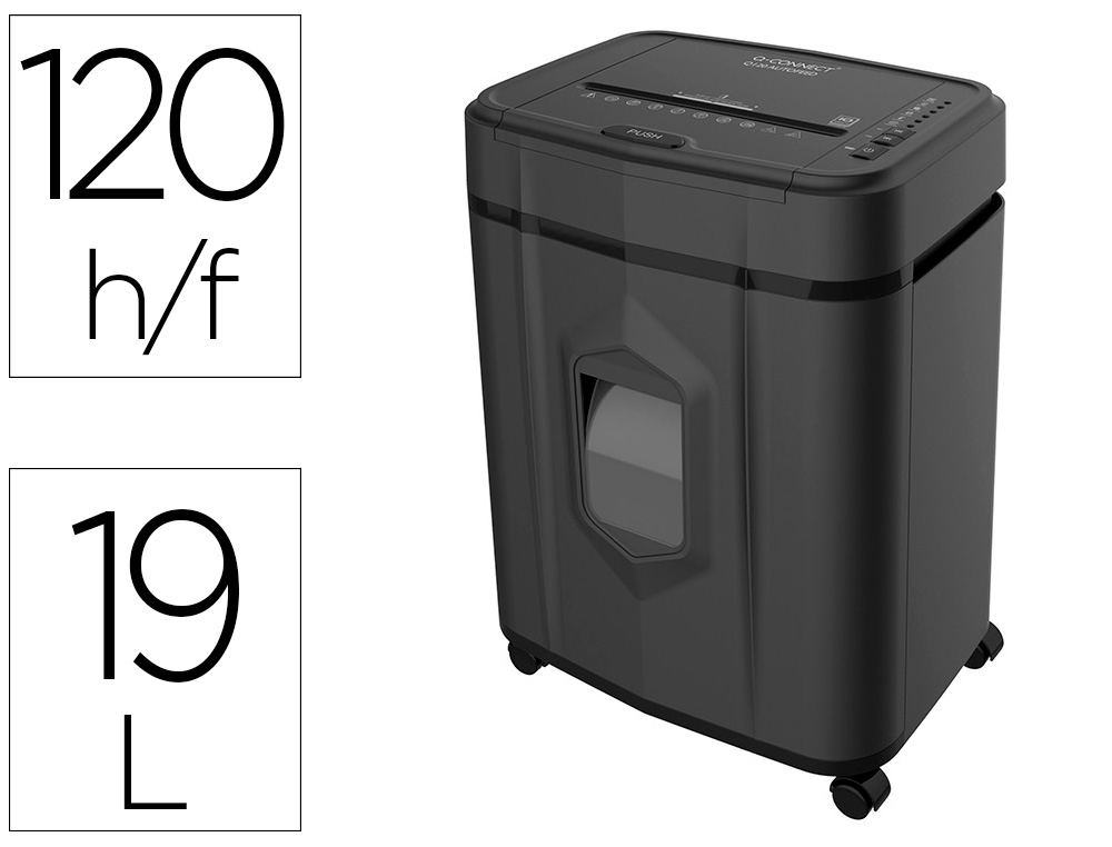 Destructora de documentos q-connect capacidad de corte 120 h auto / 10 h manual destruye grapas clips y