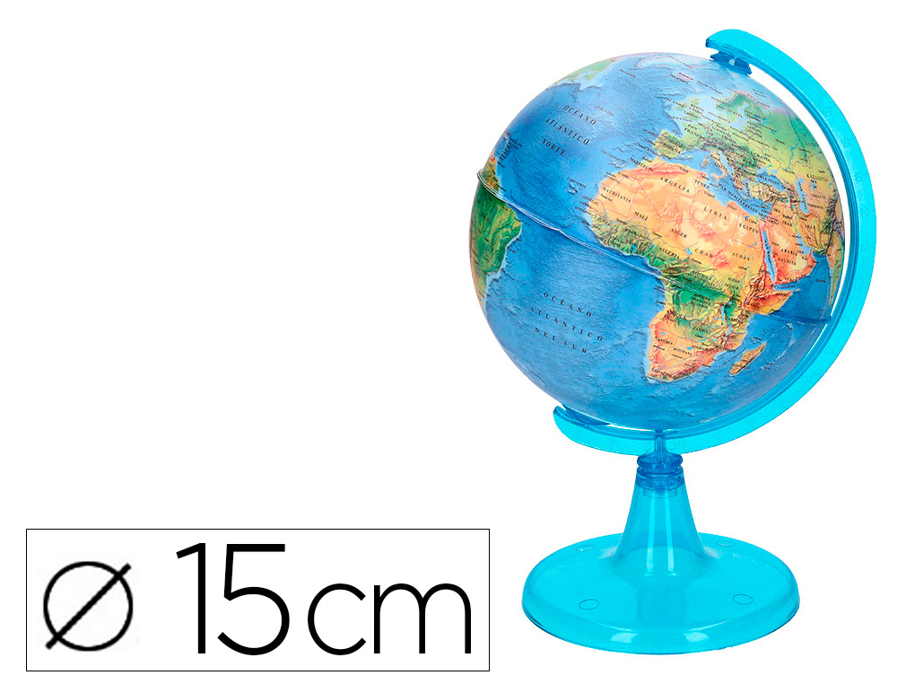 Globo terraqueo liderpapel mapa fisico diametro 15 cm
