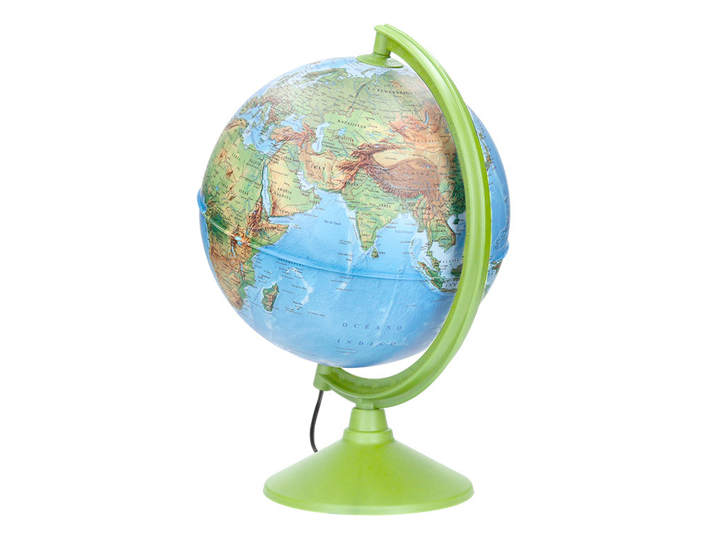 Globo terraqueo liderpapel con luz fisico y politico diametro 26 cm