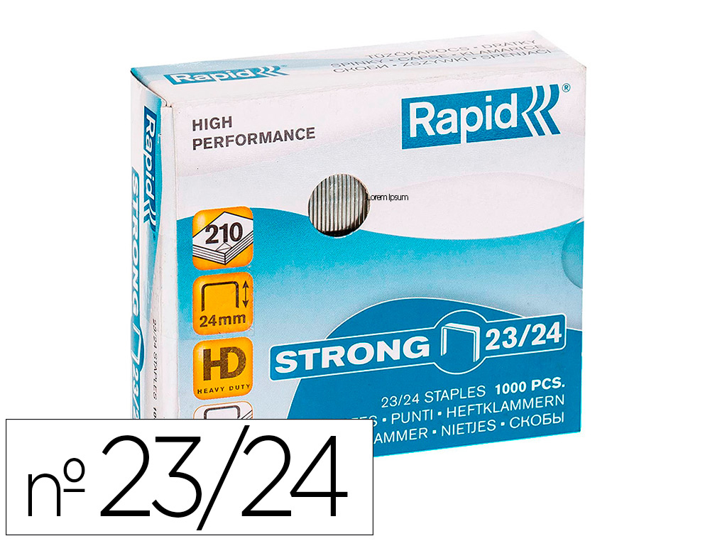 Grapas rapid strong nº 23/24 galvanizadas caja de 1000 unidades